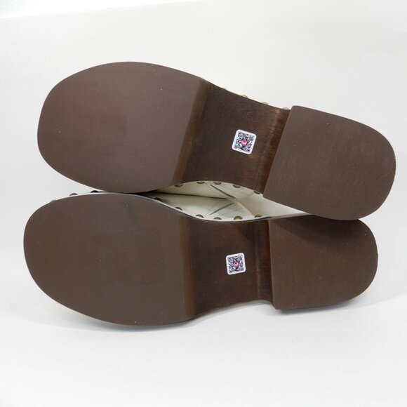 Larroude Zuzi Bit Mule Clogs Slip on Size 6 Ivory Cream Leather Wooden Studs NEW - Picture 15 of 15